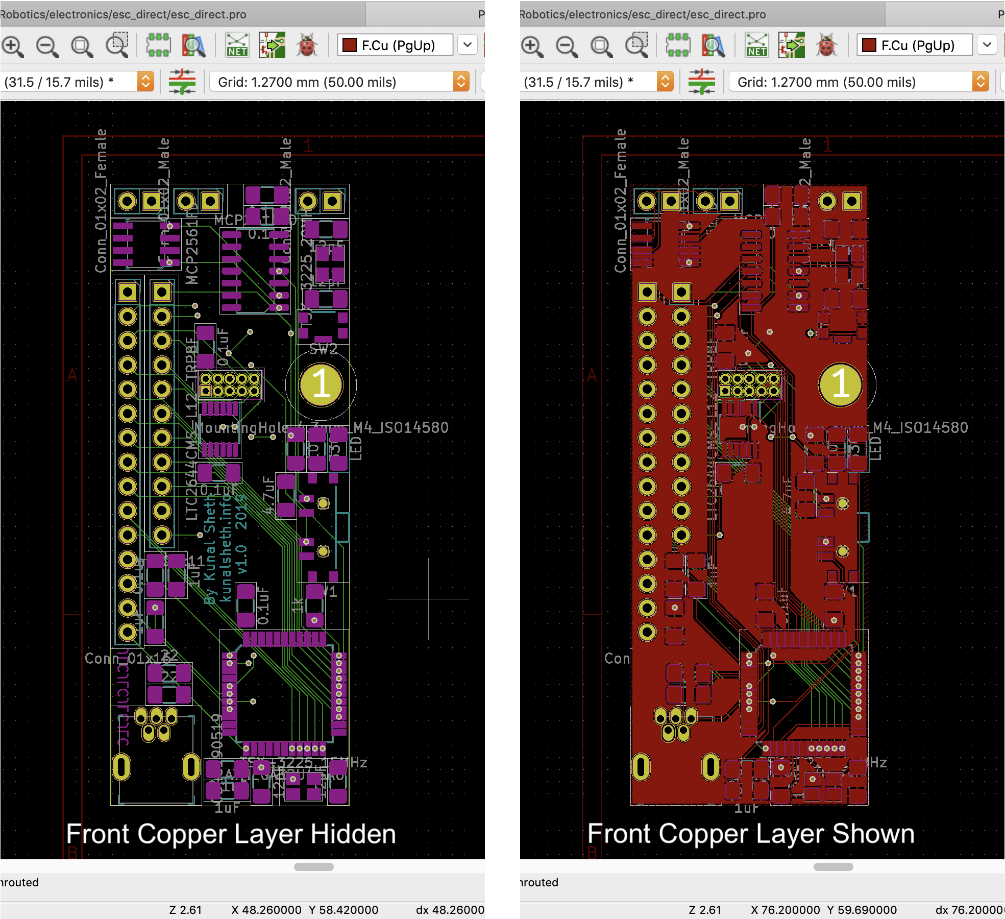 Laying out my first PCB in KiCad.